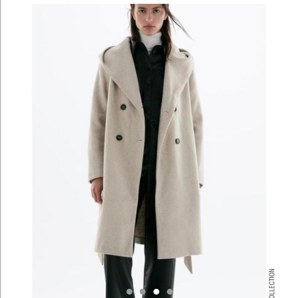 New with tags Zara belted hooded coat (belt optional).
